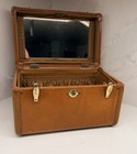Vtg 1950s Samsonite Streamlite Train Case Saddle Tan Makeup Cosmetic Luggage