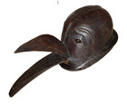 Antique Angola Chokwe Bird Mask Prominent Beak   Moveable Jaw 18 x16 x8  Exc  Co