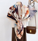 70  Cashmere   30  Silk Wrap Scarf Horses Print Double Face Square Shawl 53 