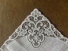  Vintage White Linen   Lace Unused Swiss Handkerchief 