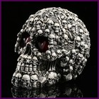 Handmade Led Eyes Resin Skull Skeleton Head Statues Demon Halloween Decor