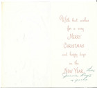 Vtg Christmas Greeting Card 3 5x6 Red Card With Santa Claus Gold Accents