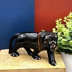 Vintage Hand Carved African Ebony Wood Lion Statue Mid Century 7 