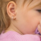 Clear Cz Huggie 7mm Toddler   Kids   Girls Earrings Hoop - 14k White Gold