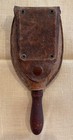Vintage Antique Oval Fuller Valet Brush With Wood Handle   Leather Snap Cover