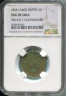 1864 Large Motto Two Cent Piece Countermark Ngc Fine Details