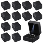12 Pcs Black Velvet Jewelry Boxes With Led Light - Ring Necklace Bracelet Gift S