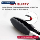 2 Pack Black Kitchen Tongs  Premium Silicone Bpa Free Non-stick Stainless Steel