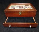 Vintage Wooden Sewing Box With Drawer And Inside Mirror Lid