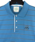 Wimbledon Championships Men   s -l Teal Blue Striped Tennis Polo Pima Cotton Logo
