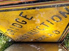 Vintage  bridge Construction Ahead  Highway Road street Sign - 30 X 30     Yellow