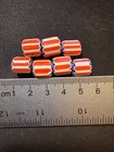 7 Vintage Chevron Glass Beads  b1095 - Indian - Native Rare Trade 11mm