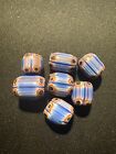 7 Vintage Cane Glass Beads  b1048 - Indian Native American Trade 8-12mm