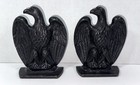 Vintage Pair Of Black Cast Iron Metal Bald Eagle Americana Bookends  6 5    Heavy