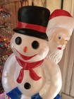 Vintage Christmas Blow Mold Snowman With Friends Lighted Union New Old Stock 30   