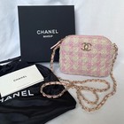 New Chanel Makeup Vip Gift With Purchase Crossbody Bag Pink Tweed   Box