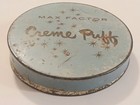 Vintage 1950s Max Factor Creme Puff Compact  Makeup Pressed Powder Metal Tin