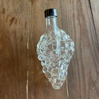 Vintage Clear Glass Grape Cluster Bottle Black Cap Mid Century Wine Decanter