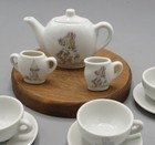 Vintage Childs China Tea Set Porcelain Tea Pot Cream Sugar 4 Cups And Saucers