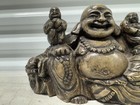 Antique Chinese Old Wood Carving Descendant Luck Hotei Buddha Sculpture