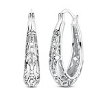 Laza European 925 Sterling Silver Hoop Earrings Hollow Flower For Women Jewelry