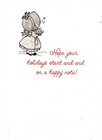 Vintage Christmas Card Caroling Girl 1970 s Hallmark Unused Envelope