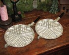 Vintage Cast Iron Heart Waffle Iron Alfred Andresen W  Original Wood Handles