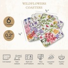 Pimpernel Wildflowers Coasters Set Of 6 - Watercolor Floral Drink Coasters With