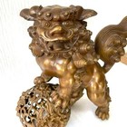 Vintage Japanese Figurine Statue Komainu Tamajishi Shirine Metal Ornament