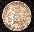 Portuguese India Luiz I 1881 Silver Half Rupias Km11 Vf 140 Years Old World Coin