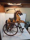 Antique Wood Carved Painted Horse Tricycle   2 Ft Tall 