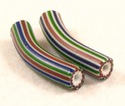 Pair Of Old Venetian Glass Rainbow Stripe Elbow Chevron African Trade Beads