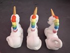 Vintage Ceramic Rainbow Unicorn Figurines Set Of 3 Unicorn Shelf Sitters 1980s