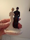 Vintage Bride And Groom Hand Painted Chalkware Wedding Cake Topper