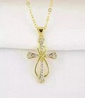 1ct Round Simulated Diamond Cross Women Pendant 18 chain 14k Yellow Gold Plated