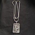 Copper Tibet Silver Carved Tiger Statue Hollow Out Pendant Amulet Necklace