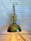 Vtg Genuine Old Antique Salvage Cargo Marine Hanging Brass Pendant Light