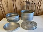 Vintage Priscilla Ware Aluminum Metal Miner Lunch Pail 4 Piece Signed Dated G3