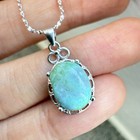 925 Sterling Silver Necklace 10x7mm Natural Turquoise Gemstone Pendant Women