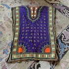 Multicolored Purple African Caftan Kaftan Dashiki Hippie Boho Dress One Size
