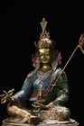 11 8  Old Tibet Bronze Painting Gilt Guru Padmasambhava Rinpoche Buddha Statue