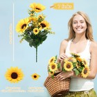 16 Packs Artificial Sunflower Bouquets Decorations With Stems Silk Sunflowers   