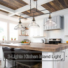 Industrial Glass Kitchen Island Lighting Vintage Farmhouse 3-lights Glass Pendan