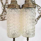 2 Vintage Hanging Pendant Lamp Swag Lights Clear Glass