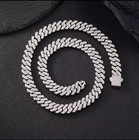 18 20 24 Inch Miami Cuban Link Chain Iced Out Diamonds Men   s Necklace