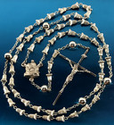 Vintage Sterling Silver Rosary 31gm 22  - Unique Bell Beads - Pieta Medal - Rare