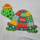 2 Vintage Quilted Patchwork Turtle Wall Hangings Retro Nursery I Love You 19x15