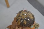 Antique Sewing Stand Thread Holder Pin Cushion Spool Hand Made 6x6 Original 19th