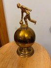 Vintage 1954-55 Brass Bowling Ball Trophy W  Cigarette Or Jewelry Storage- Nice