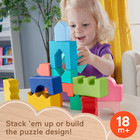 Wood Toddler Toy Interlocking Blocks Stacking Jigsaw Puzzle With 20 Wooden Piece